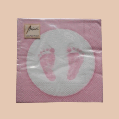 Baby Servetten met voetafdruk meisje / roze