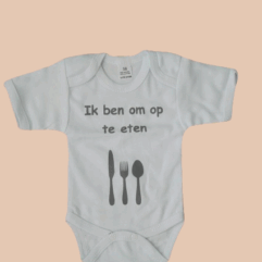 Stoer Rompertje Wit / Grijs met leuke opdruk