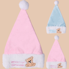 Baby Kerstmuts 29cm Roze of Blauw Baby's First Christmas