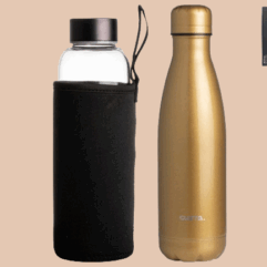 GUSTA LUXE GIFTSET Isoleerfles en Drinkfles 500ml. Goud / Zwart